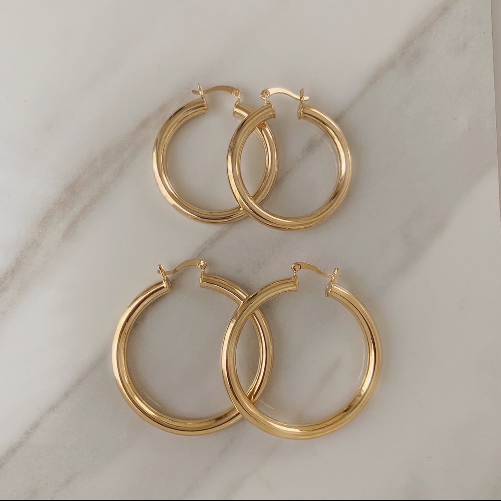 Kenmare Tube Hoops | 18k Gold Filled - Picture 3 of 5